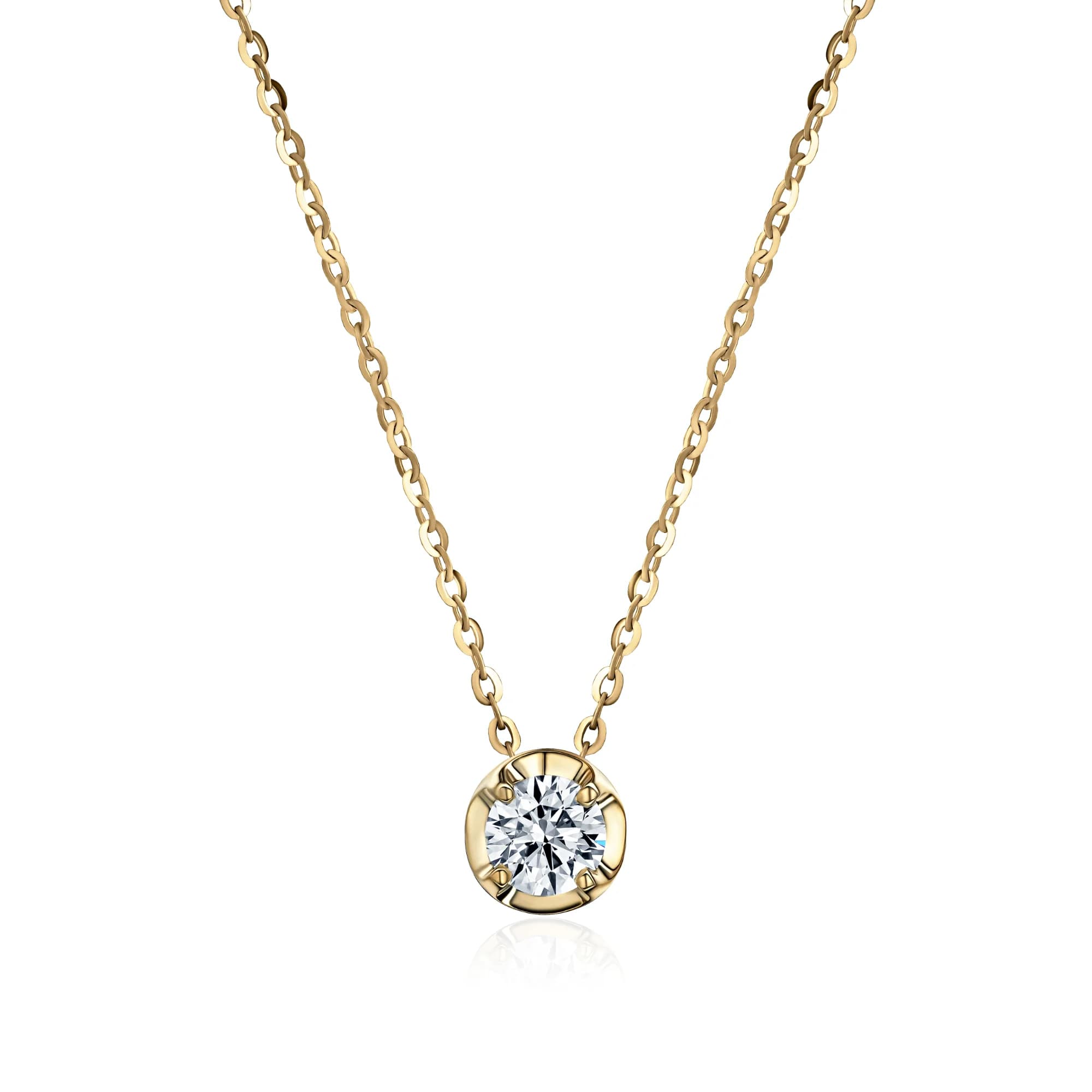 0.50 ct Diamond Solitaire Pendant Necklace, 18k yellow gold