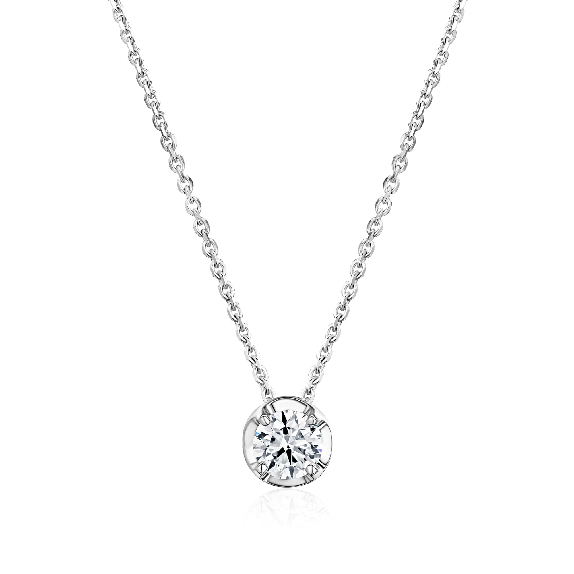 0.57 ct Diamond Solitaire Pendant Necklace, 18k white gold