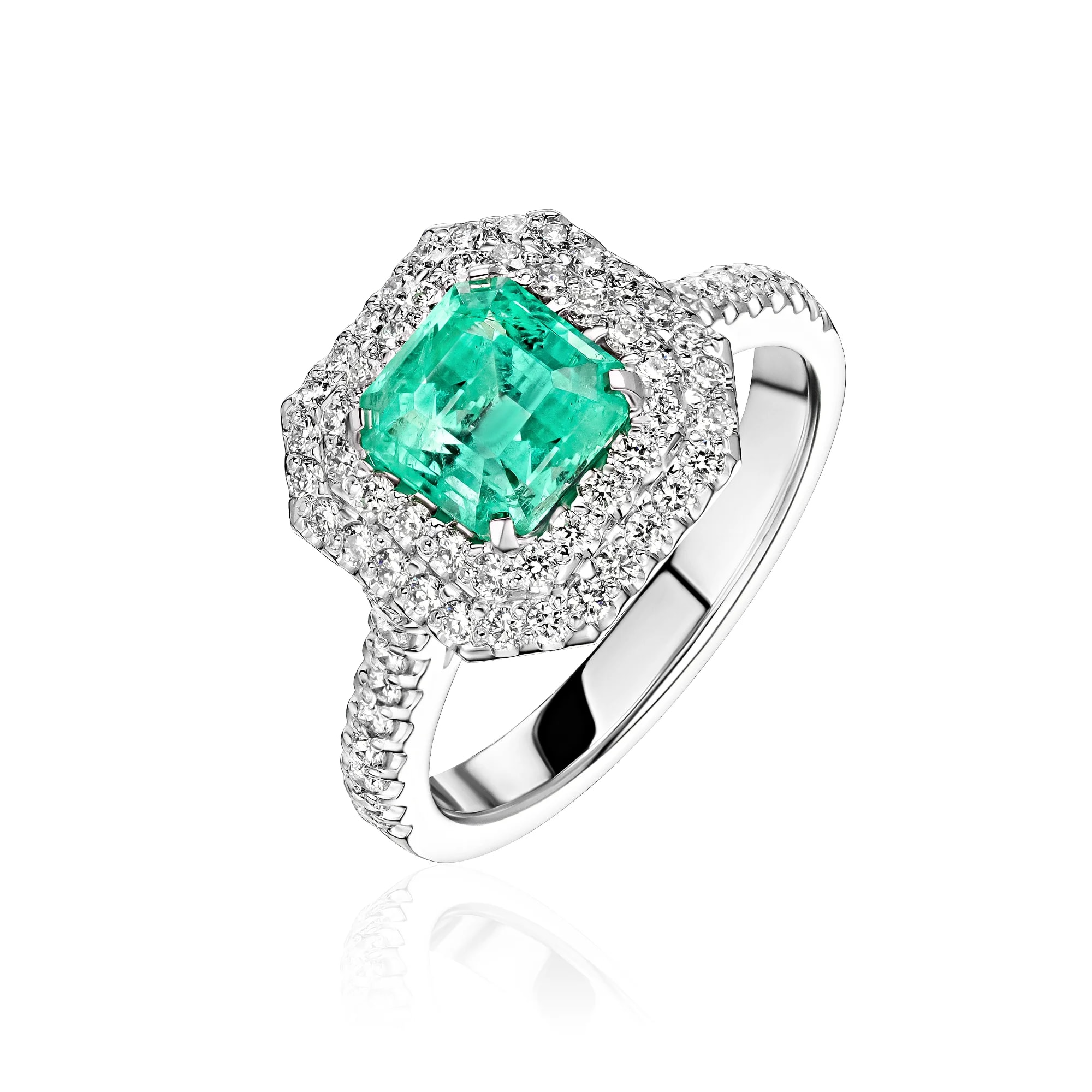 1.55 ct Emerald Ring, 18k white gold