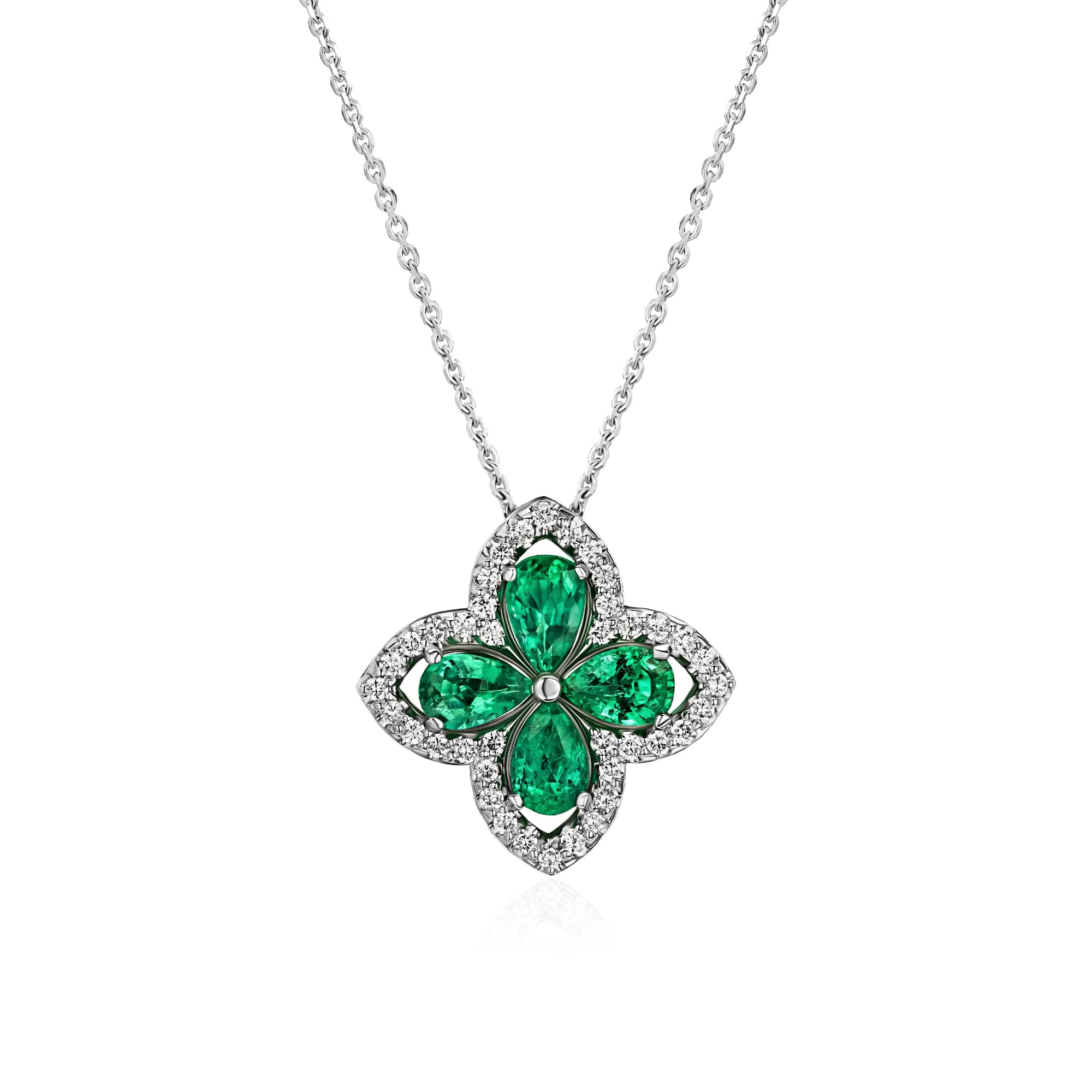 1.60 ct Emerald Pendant Necklace, 18k white gold
